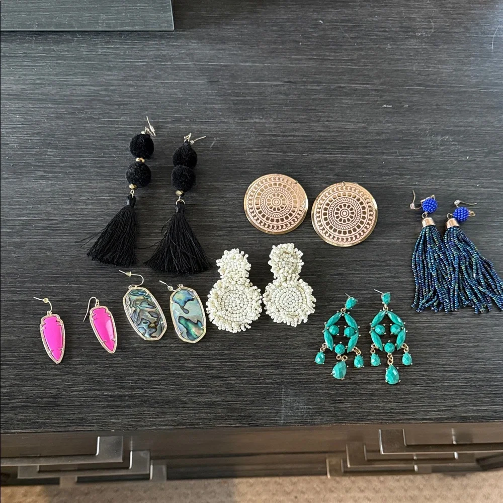 Multi-Pair Women’s Earring Set — Black Tassel, White Beaded, Turquoise and More - Picture 1 of 1
